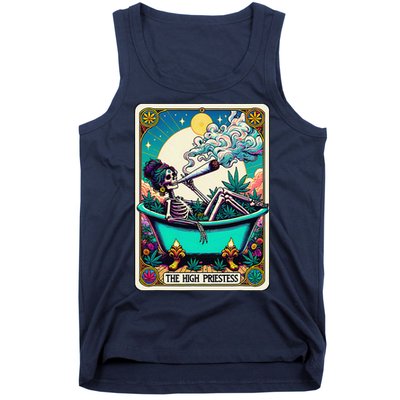 The High Priest.Ess Retro Skeleton Marijuana Weed Tarot Card Tank Top