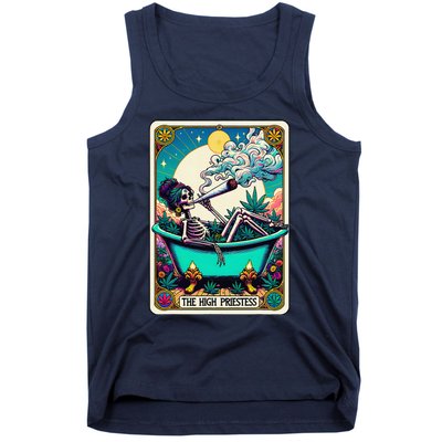 The High Priest.Ess Retro Skeleton Marijuana Weed Tarot Card Tank Top