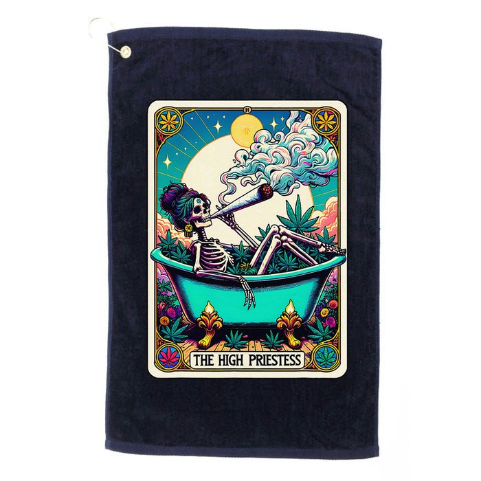 The High Priest.Ess Retro Skeleton Marijuana Weed Tarot Card Golf Towel