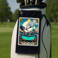 The High Priest.Ess Retro Skeleton Marijuana Weed Tarot Card Golf Towel