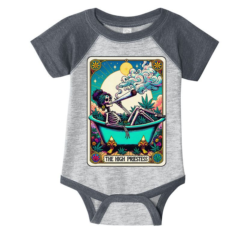The High Priest.Ess Retro Skeleton Marijuana Weed Tarot Card Infant Baby Jersey Bodysuit