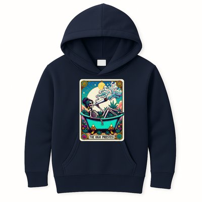 The High Priest.Ess Retro Skeleton Marijuana Weed Tarot Card Kids Hoodie