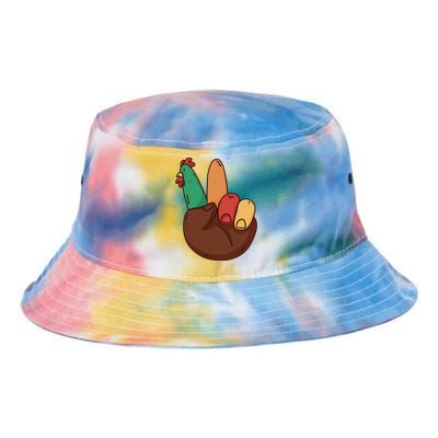 Turkey Hand Peace Sign Holiday Tie Dye Newport Bucket Hat