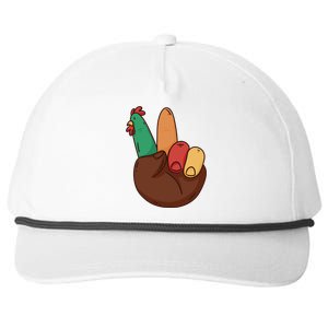 Turkey Hand Peace Sign Holiday Snapback Five-Panel Rope Hat