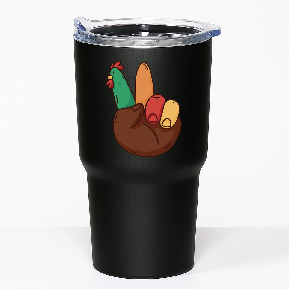 Turkey Hand Peace Sign Holiday Tumbler