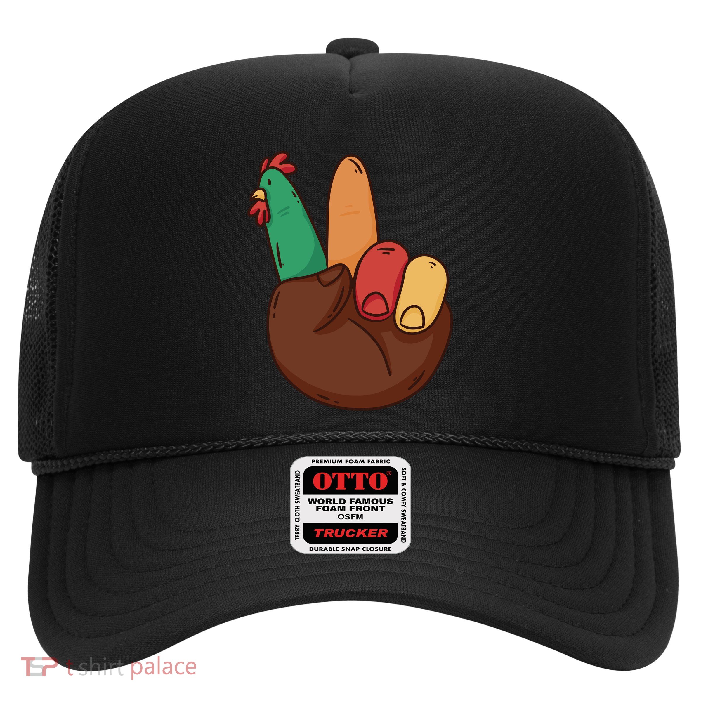 Turkey Hand Peace Sign Holiday Trucker Hat