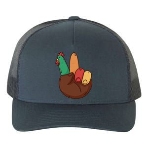 Turkey Hand Peace Sign Holiday Yupoong Adult 5-Panel Trucker Hat