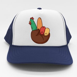 Turkey Hand Peace Sign Holiday Trucker Hat