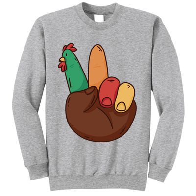 Turkey Hand Peace Sign Holiday Sweatshirt