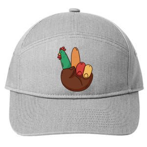 Turkey Hand Peace Sign Holiday 7-Panel Snapback Hat