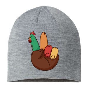 Turkey Hand Peace Sign Holiday Sustainable Beanie