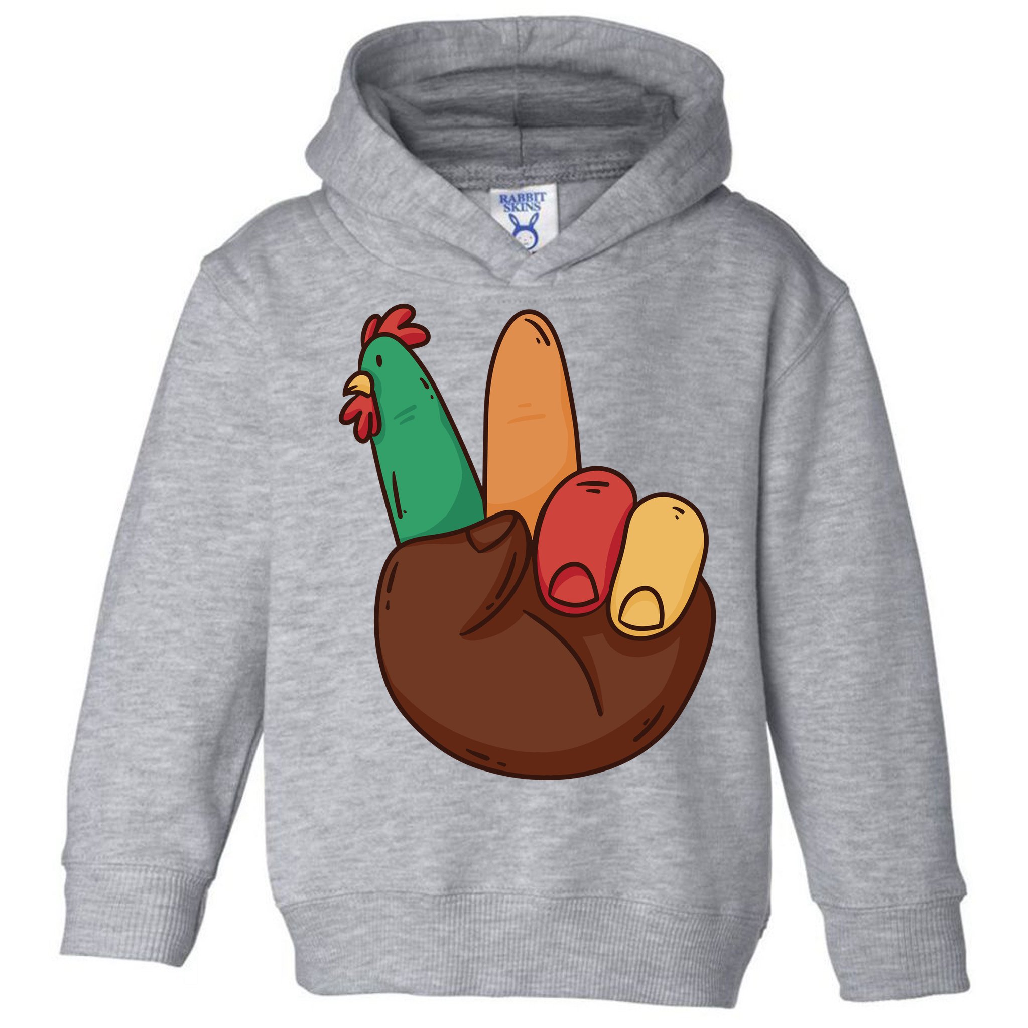 Turkey Hand Peace Sign Holiday Toddler Hoodie