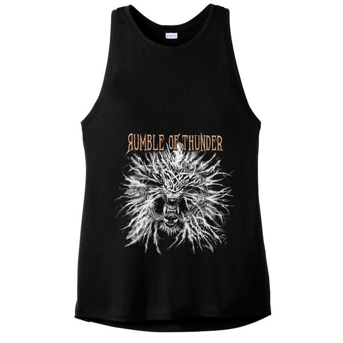 The Hu R.U.M.B.L.E Of Thunder Album Art Ladies PosiCharge Tri-Blend Wicking Tank