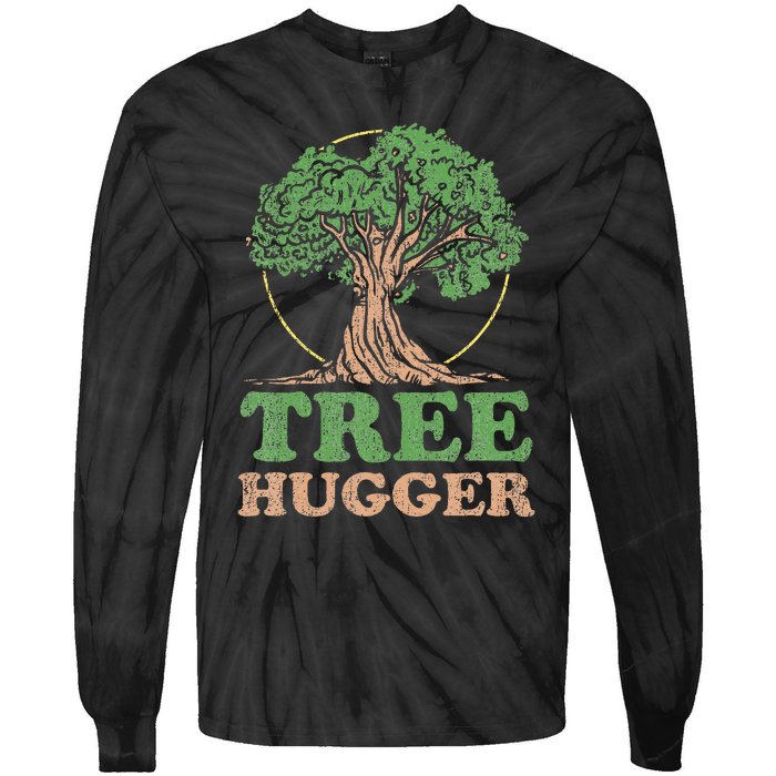 Tree Hugger Retro Vintage Environmental Nature Lover Tie-Dye Long Sleeve Shirt