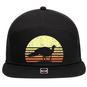 Turkey Hunting Retro Sunset Upland Bird Hunters Thanksgiving 7 Panel Mesh Trucker Snapback Hat