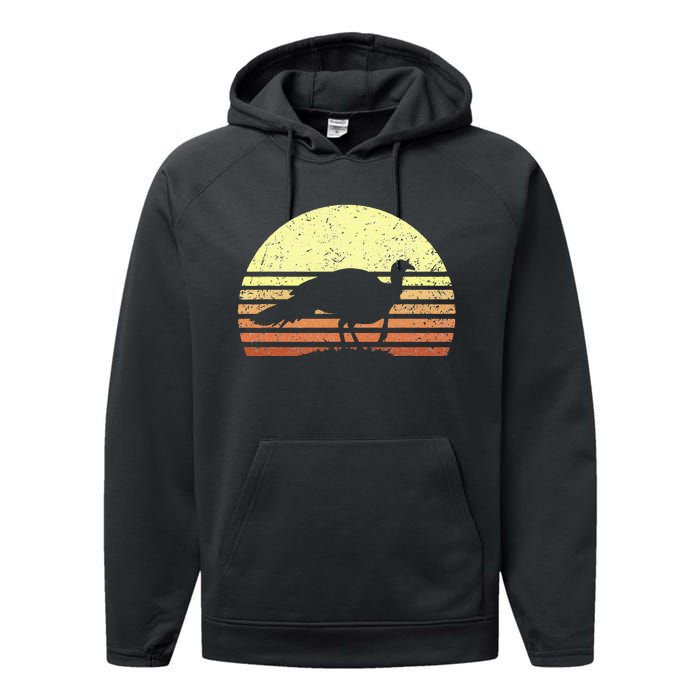 Turkey Hunting Retro Sunset Upland Bird Hunters Thanksgiving Performance Fleece Hoodie