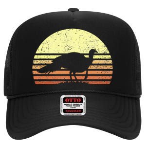 Turkey Hunting Retro Sunset Upland Bird Hunters Thanksgiving High Crown Mesh Back Trucker Hat