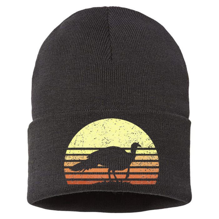 Turkey Hunting Retro Sunset Upland Bird Hunters Thanksgiving Sustainable Knit Beanie