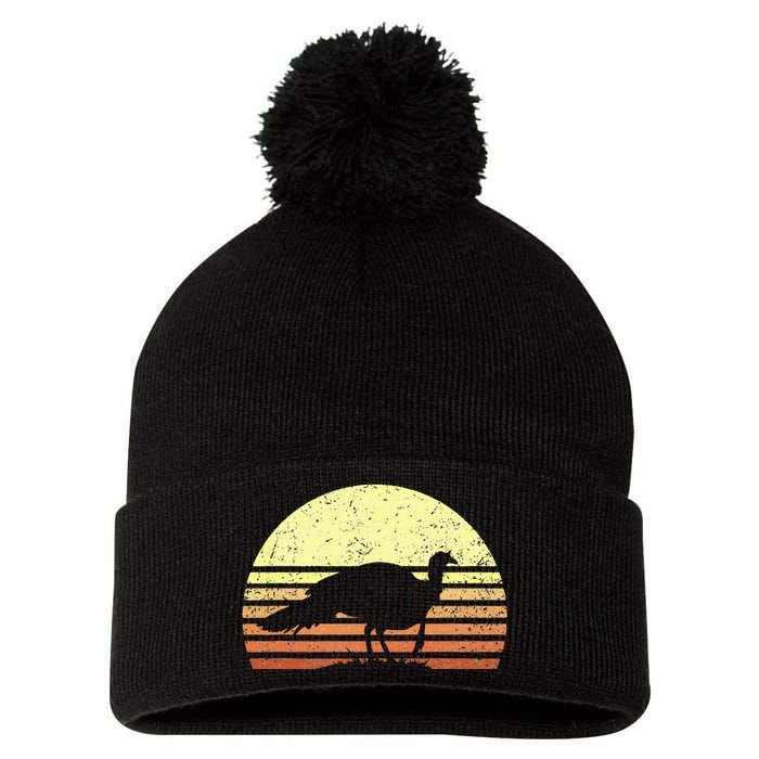 Turkey Hunting Retro Sunset Upland Bird Hunters Thanksgiving Pom Pom 12in Knit Beanie