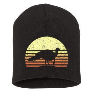 Turkey Hunting Retro Sunset Upland Bird Hunters Thanksgiving Short Acrylic Beanie