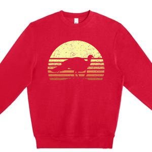 Turkey Hunting Retro Sunset Upland Bird Hunters Thanksgiving Premium Crewneck Sweatshirt