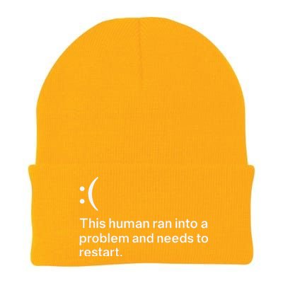 This Human Ran Into A Problem Needs To Restart Computer Knit Cap Winter Beanie