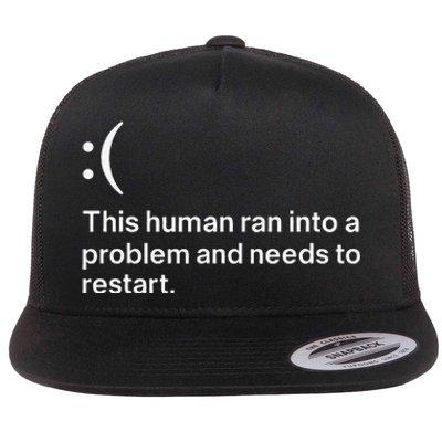 This Human Ran Into A Problem Needs To Restart Computer Flat Bill Trucker Hat