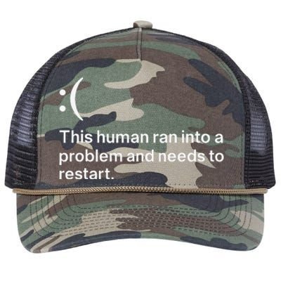 This Human Ran Into A Problem Needs To Restart Computer Retro Rope Trucker Hat Cap