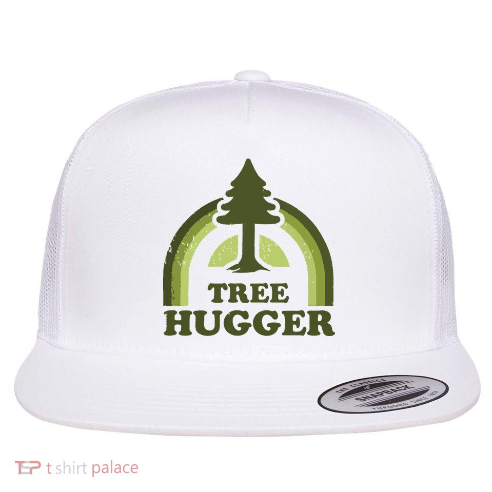 Tree Hugger Retro Vintage Environmental Nature Lover Flat Bill Trucker Hat