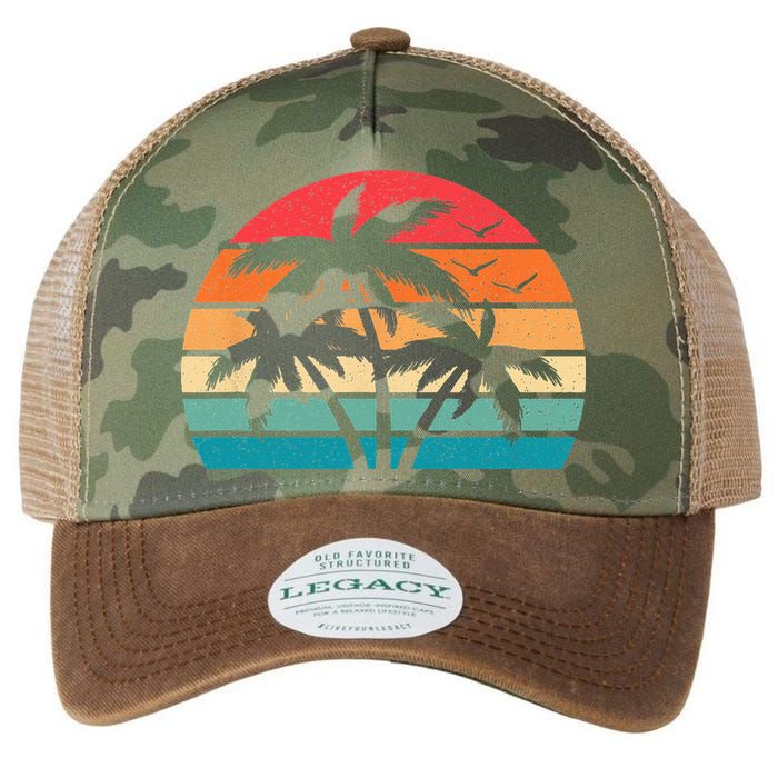 Tropical Hawaiian Retro Palm Tree Sunset Hawaii Beach Legacy Tie Dye Trucker Hat