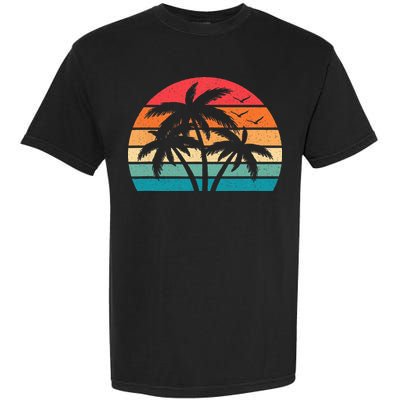 Tropical Hawaiian Retro Palm Tree Sunset Hawaii Beach Garment-Dyed Heavyweight T-Shirt