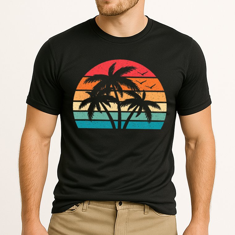 Tropical Hawaiian Retro Palm Tree Sunset Hawaii Beach Performance Shirt