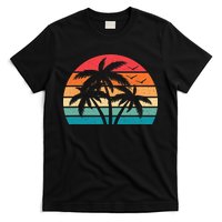 Tropical Hawaiian Retro Palm Tree Sunset Hawaii Beach T-Shirt