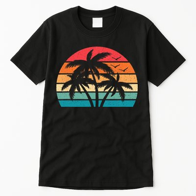 Tropical Hawaiian Retro Palm Tree Sunset Hawaii Beach Tall T-Shirt