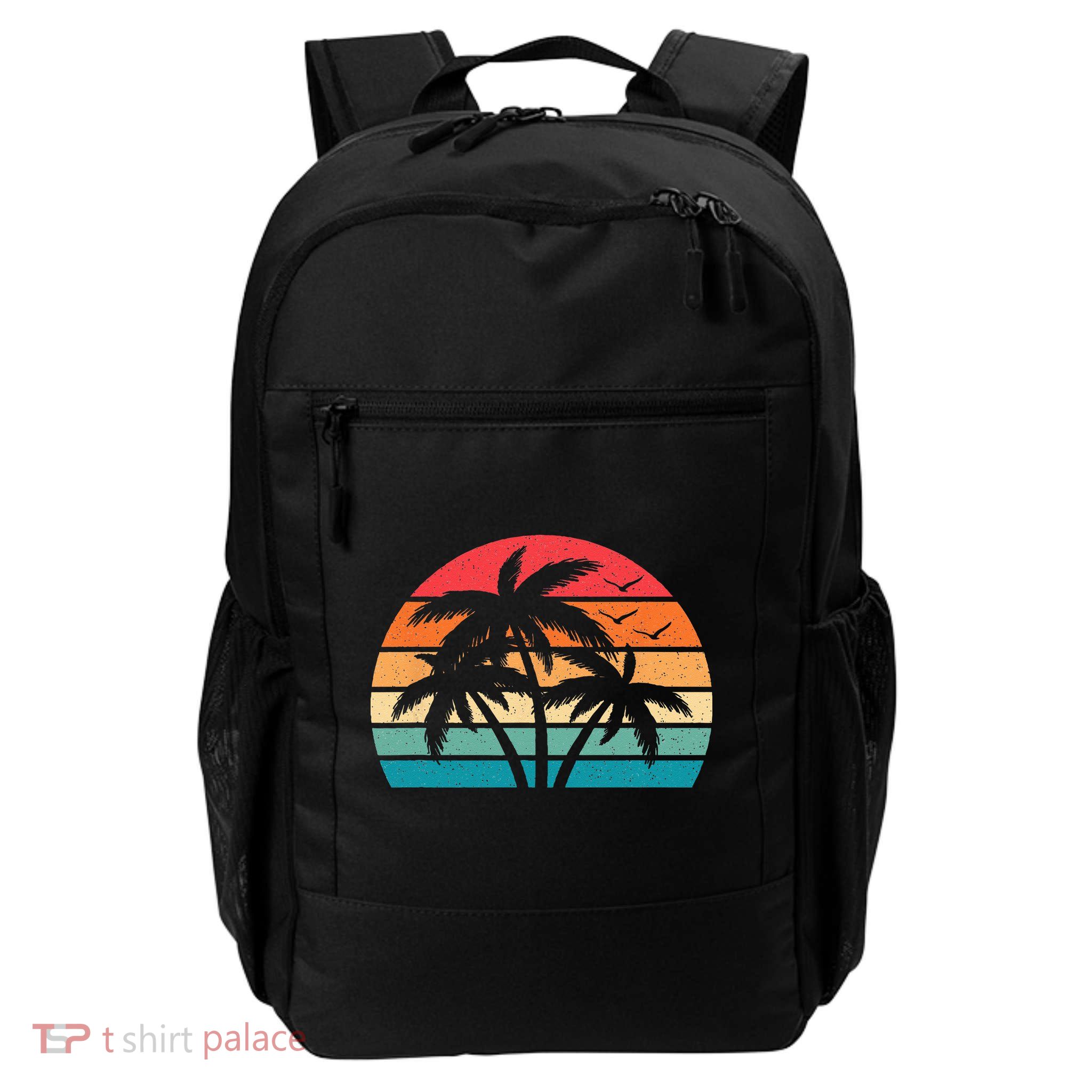Tropical Hawaiian Retro Palm Tree Sunset Hawaii Beach Backpack
