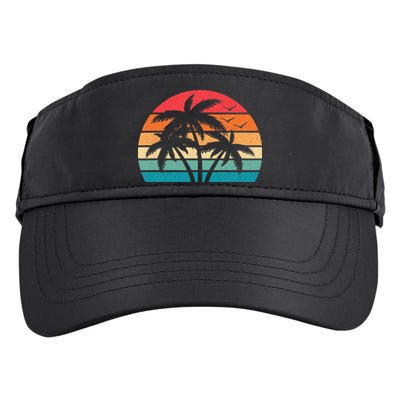 Tropical Hawaiian Retro Palm Tree Sunset Hawaii Beach Adult Drive Performance Visor
