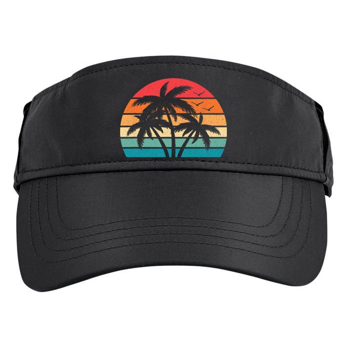 Tropical Hawaiian Retro Palm Tree Sunset Hawaii Beach Adult Drive Performance Visor
