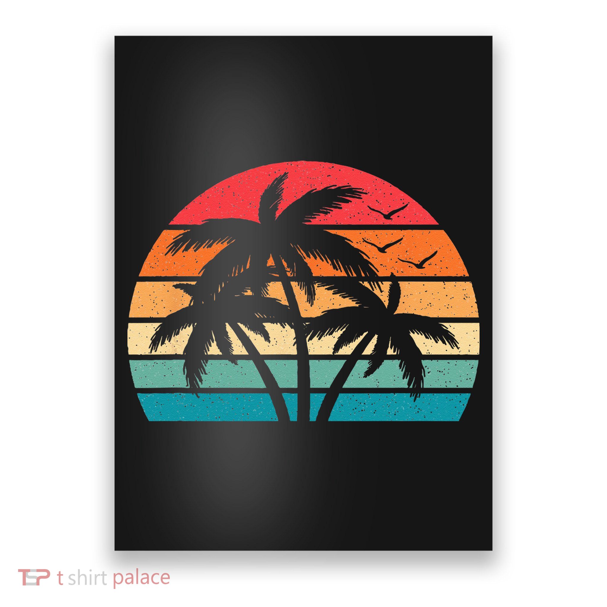 Tropical Hawaiian Retro Palm Tree Sunset Hawaii Beach Poster
