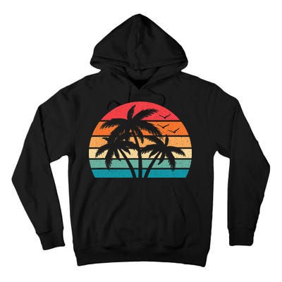 Tropical Hawaiian Retro Palm Tree Sunset Hawaii Beach Tall Hoodie
