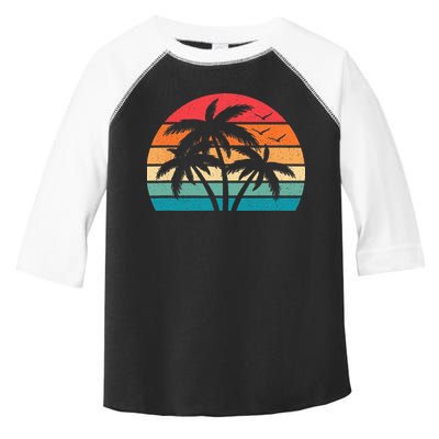Tropical Hawaiian Retro Palm Tree Sunset Hawaii Beach Toddler Fine Jersey T-Shirt