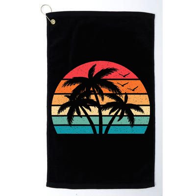 Tropical Hawaiian Retro Palm Tree Sunset Hawaii Beach Golf Towel