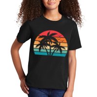 Tropical Hawaiian Retro Palm Tree Sunset Hawaii Beach Kids T-Shirt