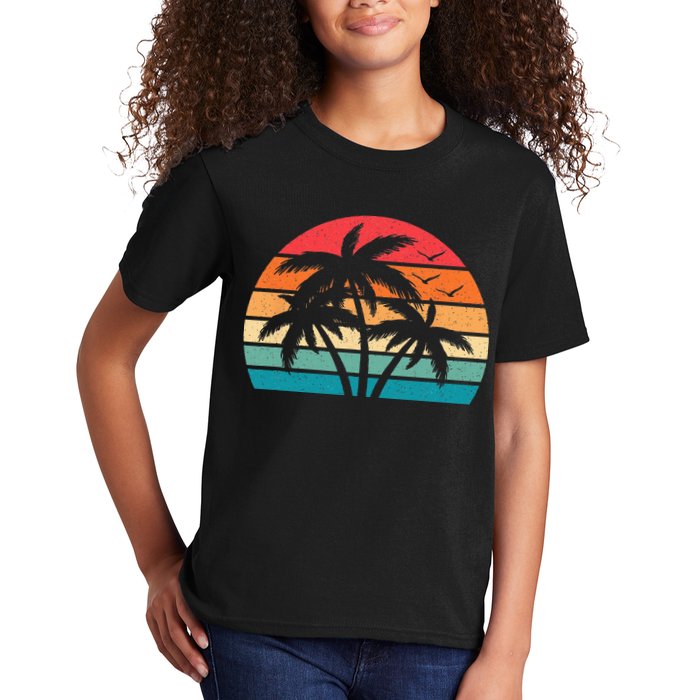 Tropical Hawaiian Retro Palm Tree Sunset Hawaii Beach Kids T-Shirt