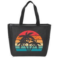 Tropical Hawaiian Retro Palm Tree Sunset Hawaii Beach Zip Tote Bag