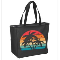 Tropical Hawaiian Retro Palm Tree Sunset Hawaii Beach Zip Tote Bag