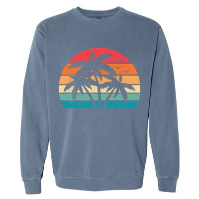 Tropical Hawaiian Retro Palm Tree Sunset Hawaii Beach Garment-Dyed Sweatshirt