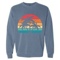 Tropical Hawaiian Retro Palm Tree Sunset Hawaii Beach Garment-Dyed Sweatshirt