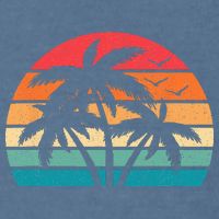 Tropical Hawaiian Retro Palm Tree Sunset Hawaii Beach Garment-Dyed Sweatshirt