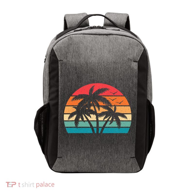 Tropical Hawaiian Retro Palm Tree Sunset Hawaii Beach Vector Backpack