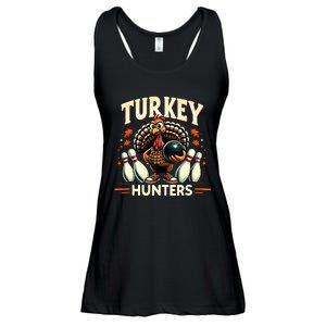 Turkey Hunters Retro Thanksgiving Bowling Lovers Ladies Essential Flowy Tank